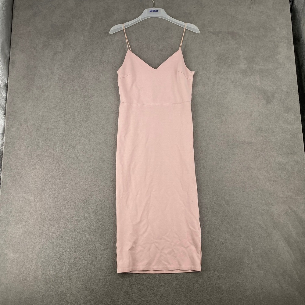 Forever 21 Pink Spaghetti Strap V-Neck Bodycon Midi‎ Dress Small 5904